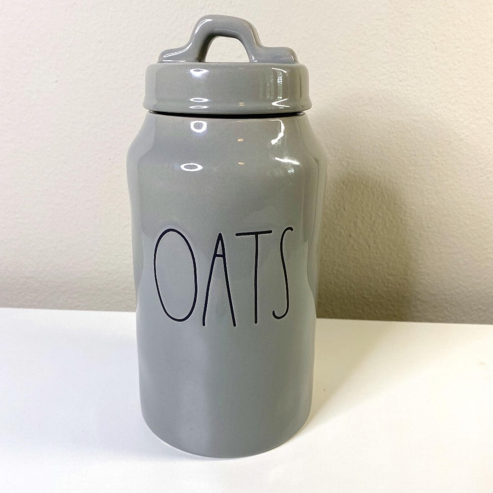 Rae Dunn Artisan Collection by Magenta Oats Canister Gray Tall Ceramic New